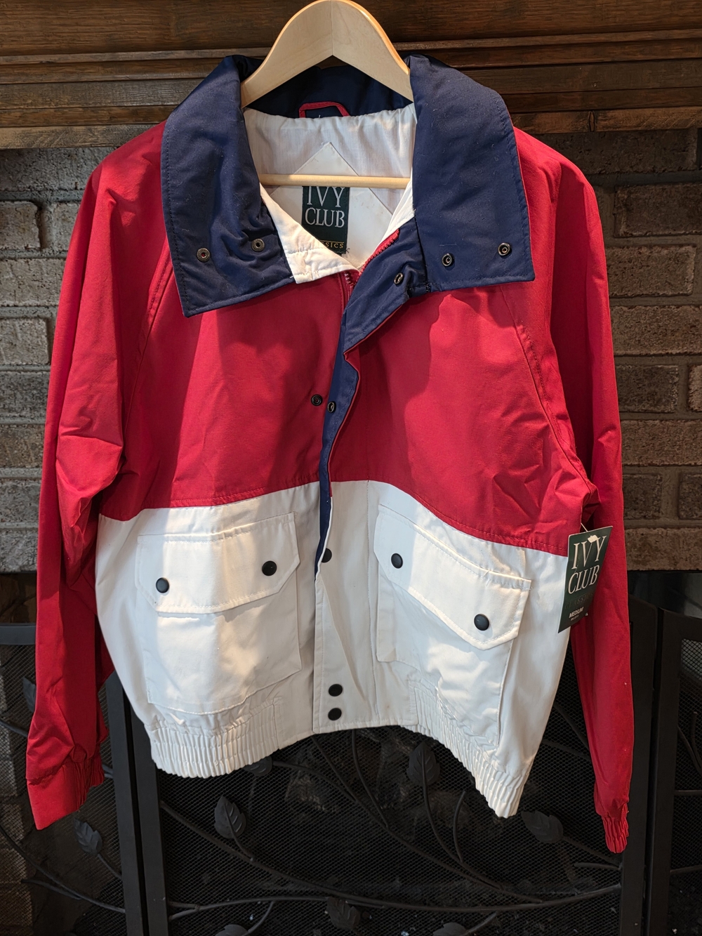 Men's Red, White & Navy Colorblock Windbreaker